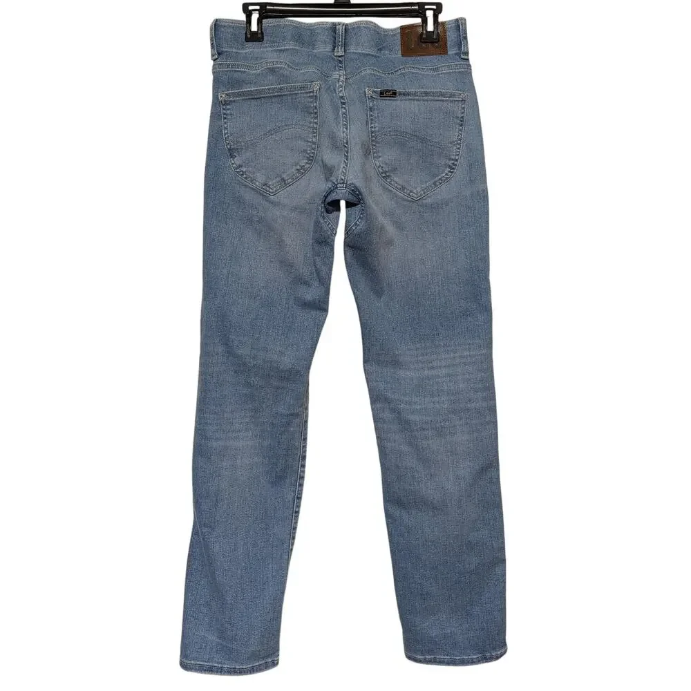 Lee Jeans Mens 30x32 Light Wash‎ Extreme Motion Straight Fit Tapered Leg Stretch